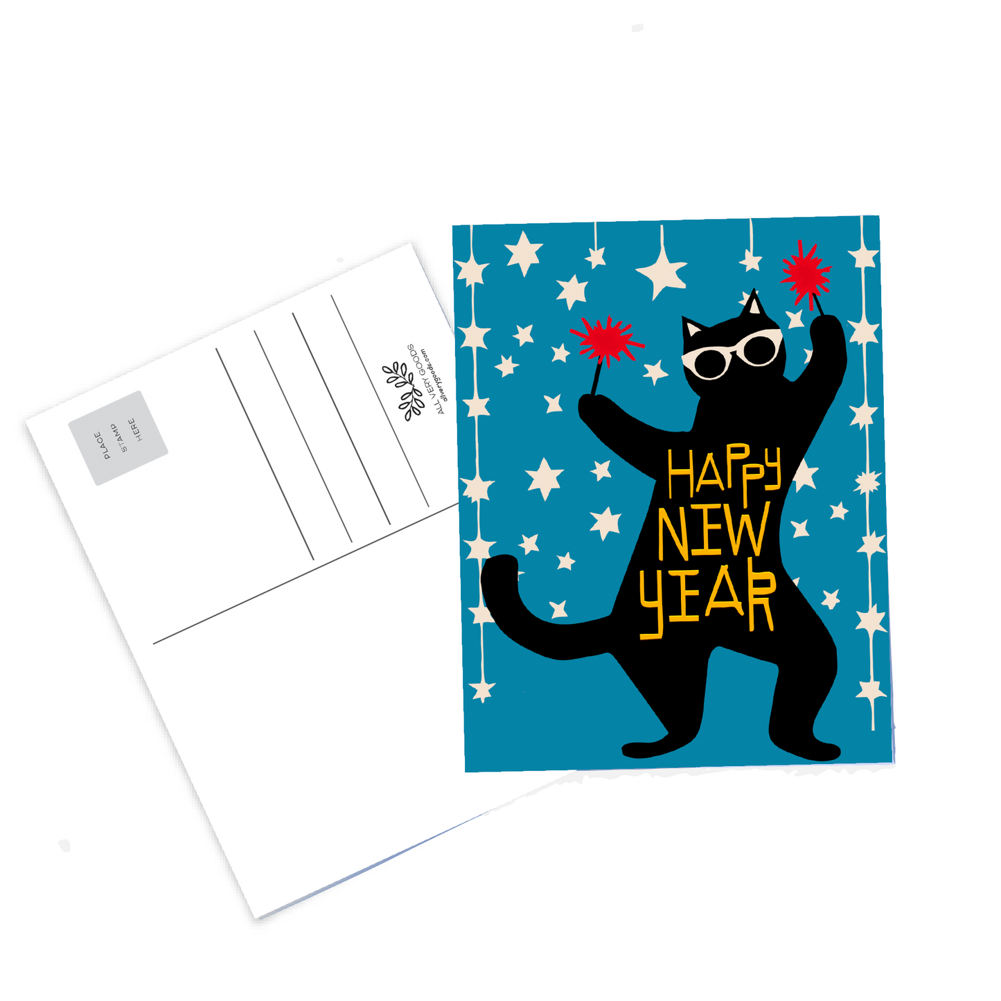 Holiday Cat Postcards - Holiday Juggle Cat