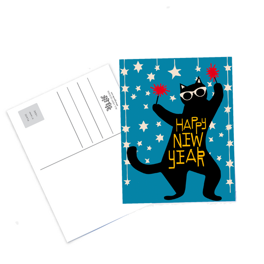 Holiday Cat Postcards - Happy New Year Cat