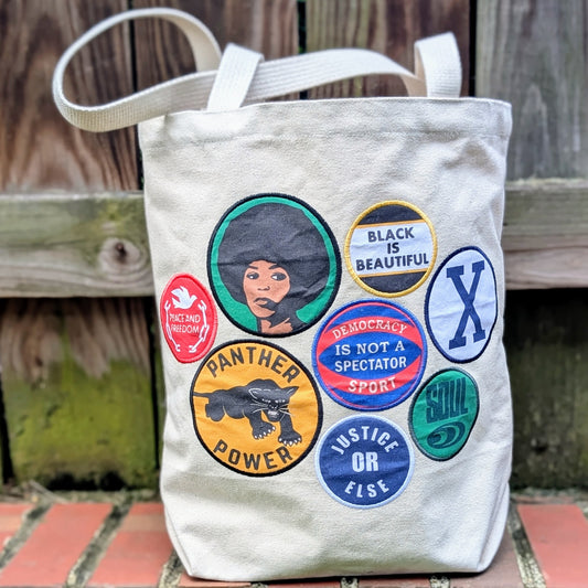 Tote Bag - Limited Edition 'Power Button" patches tote