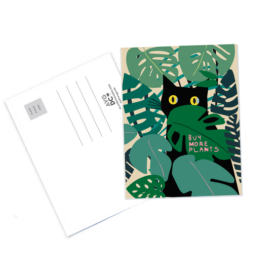 Cat Postcard - Buy More Plants