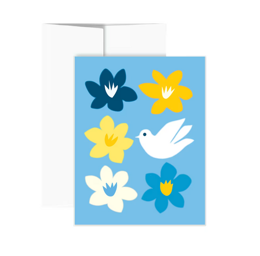 Holiday Card - Peace Flower (Blue)