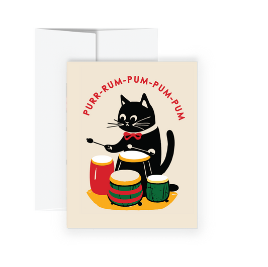 Holiday Card - Holiday Drummer Cat