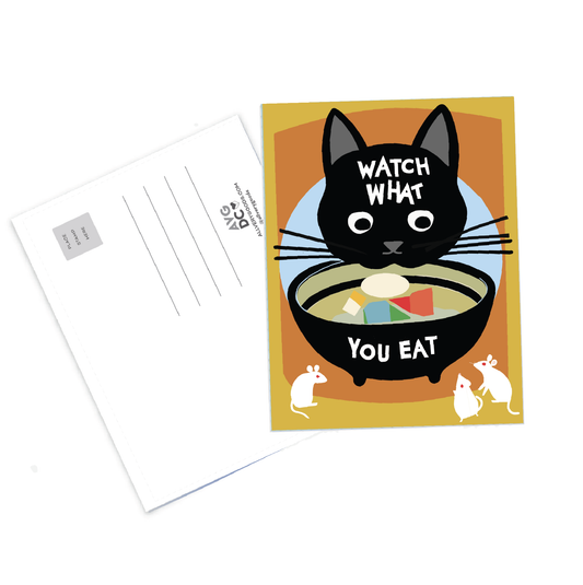 Cat Postcard - Watch What You Eat